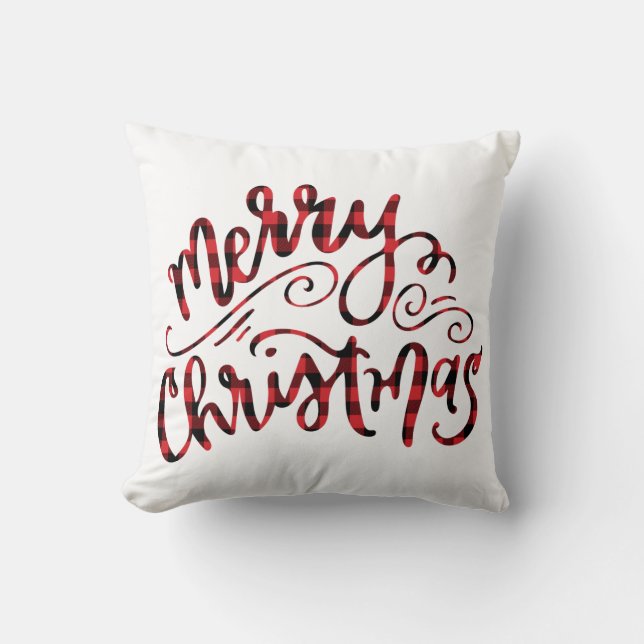 Coussin Joyeux Noël de Buffalo Plaid (Recto)