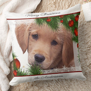Coussin Joyeux Noël de Golden Retriever - Chien mignon