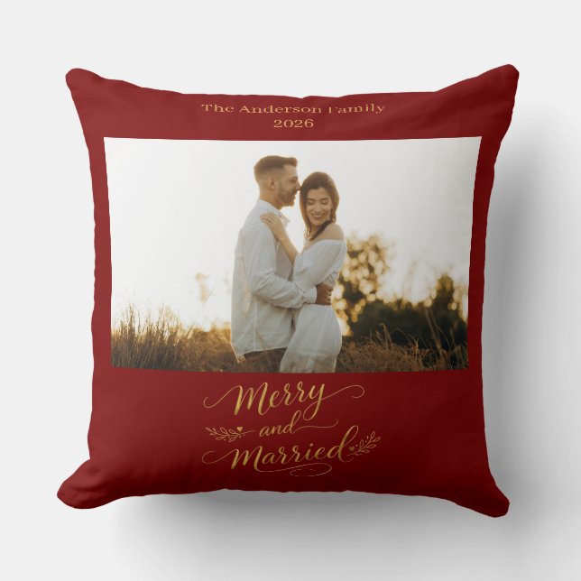 Coussin Joyeux Noël de mariage personnalisé (Recto)