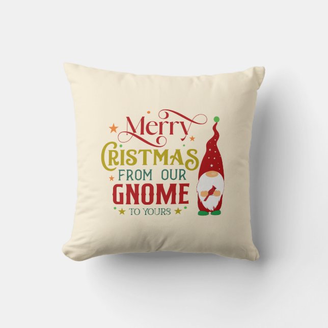 Coussin Joyeux Noël De Notre Gnome À Votre (Recto)