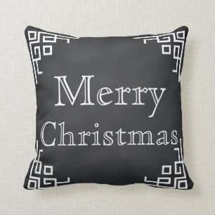 Coussin Joyeux Noël de remous blanc noir de tableau