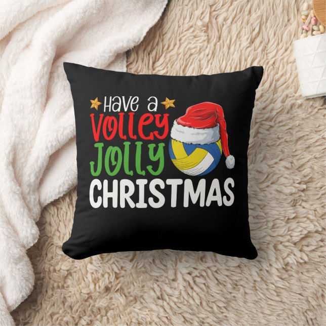 Coussin Joyeux Noël de volley-ball en fête (Couverture)