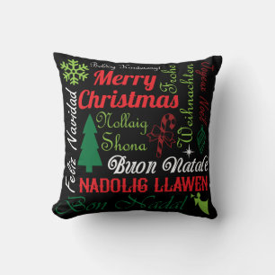 Coussin Joyeux Noël différentes langues