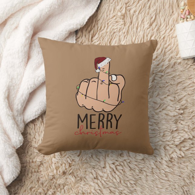 Coussin Joyeux Noël donner le doigt (Couverture)