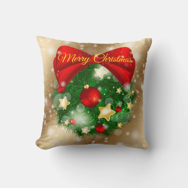 Coussin Joyeux Noël d'or (Recto)