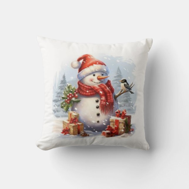 Coussin Joyeux Noël du Snowman (Recto)