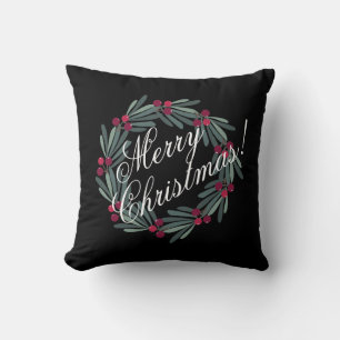 Coussin Joyeux Noël Écriture Jolie Fête