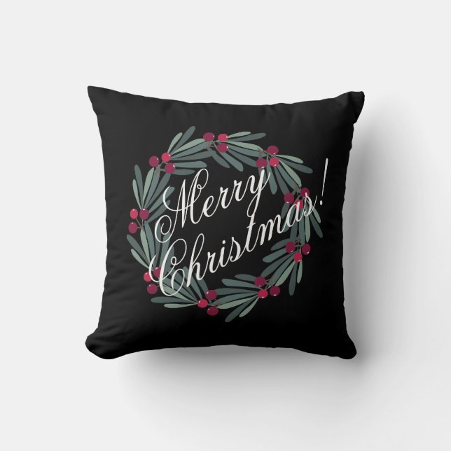 Coussin Joyeux Noël Écriture Jolie Fête (Recto)