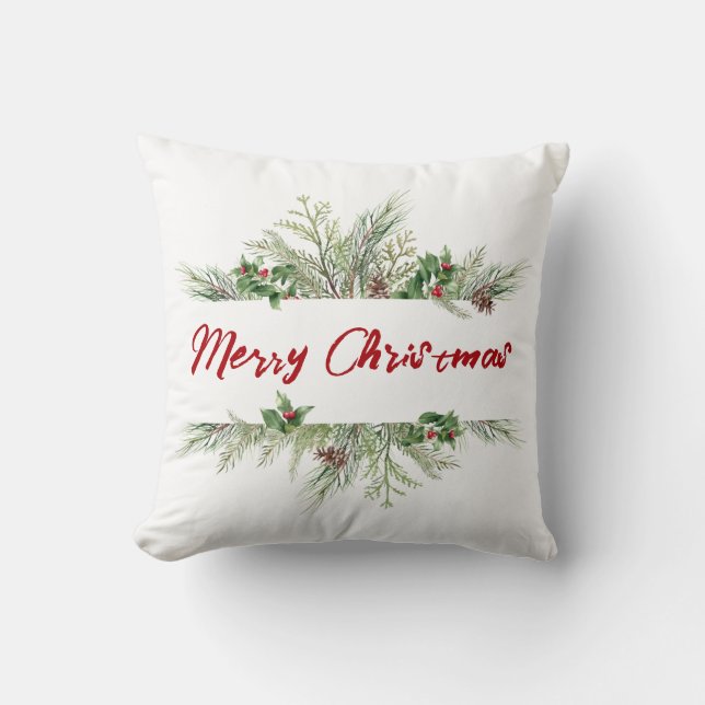 Coussin Joyeux Noël encadré Hiver Voeux (Recto)
