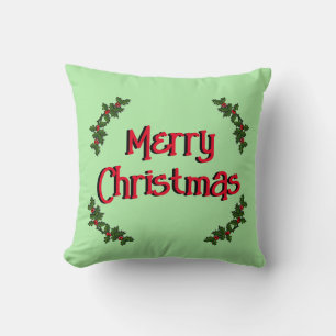 Coussin - Joyeux Noël et Holly Branches