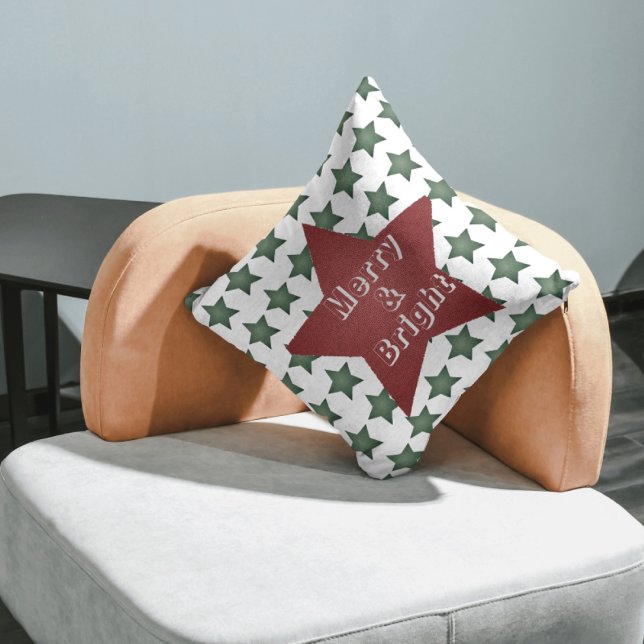 Coussin Joyeux Noël et Motif étoile brillant (Créateur téléchargé)