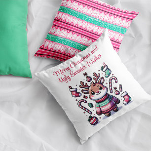 Coussin Joyeux Noël et vilains voeux de Sweat Reindeer