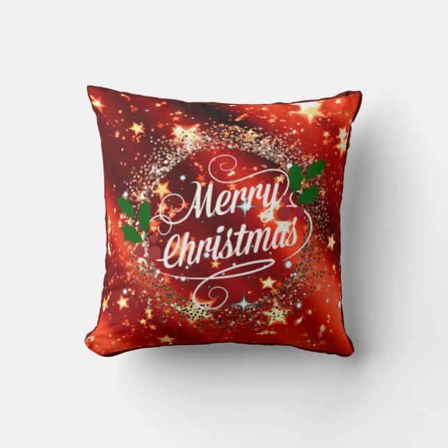Coussin Joyeux Noël étincelant et brillant (Recto)