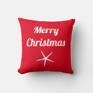 Coussin Joyeux Noël Étoile de Mer Rouge Blanc Cadeau Nauti