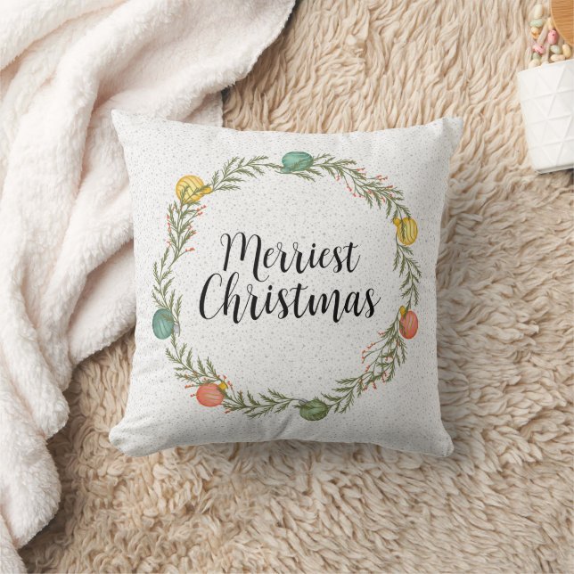 Coussin Joyeux Noël Festif Wreath Holiday (Couverture)