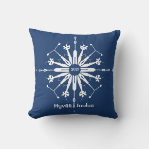 Coussin Joyeux Noël finlandais Flocon de neige