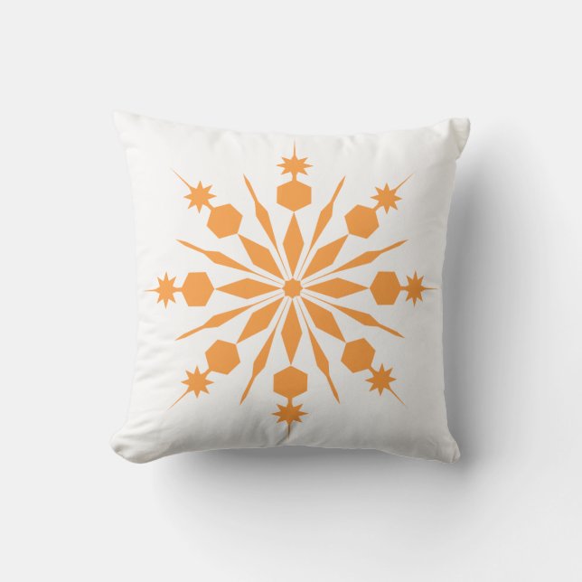 Coussin Joyeux Noël Flocon de neige blanc orange (Recto)