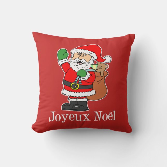 Coussin Joyeux Noel French Christmas Père Noël (Recto)