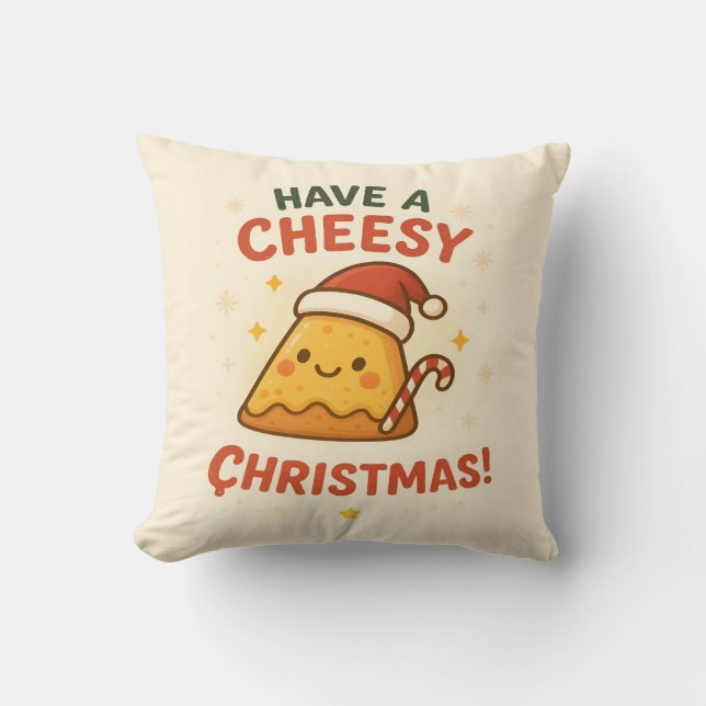 Coussin Joyeux Noël Fromage Funny Amoureux de Pizza Noël (Recto)