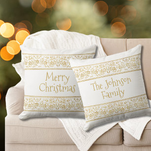 Coussin Joyeux Noël Glam Blanc & Or