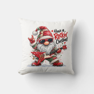Coussin Joyeux Noël Gnome à la guitare