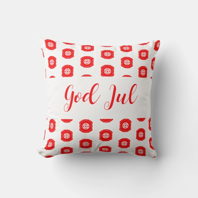 Coussin Joyeux Noël God Jul modèle scandinave cadeau (Recto)
