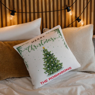 Coussin Joyeux Noël Gold Moderne Personnalisé Famille