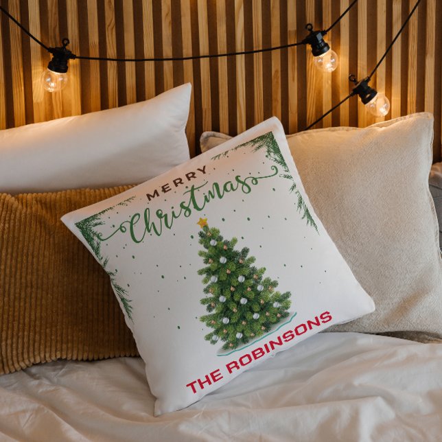 Coussin Joyeux Noël Gold Moderne Personnalisé Famille (Créateur téléchargé)