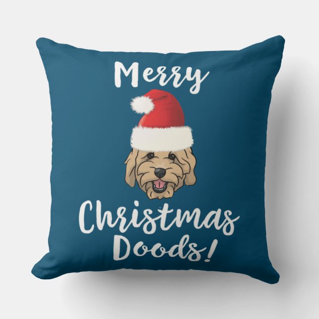 Coussin Joyeux Noël Goldendoodle Drôle Golden Doodle (Recto)