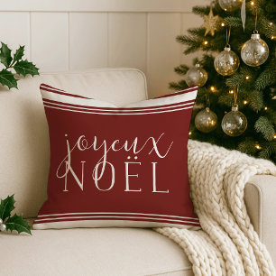 Coussin Joyeux Noel Grainsack Stripe Holiday