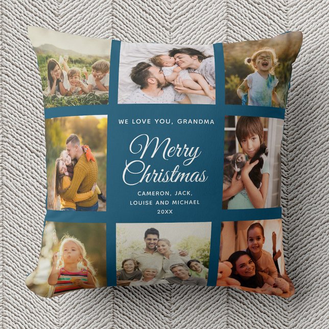 Coussin Joyeux Noël Grand-mère Instagram Photo Collage (Créateur téléchargé)