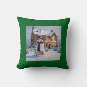 COUSSIN JOYEUX NOËL GRANDE SCÈNE D'HIVER BONHOMME DE NEIGE