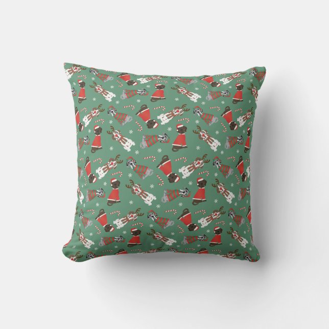 Coussin Joyeux Noël Grands Chiens Danois (Recto)