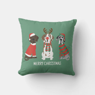 Coussin Joyeux Noël Grands Chiens Danois