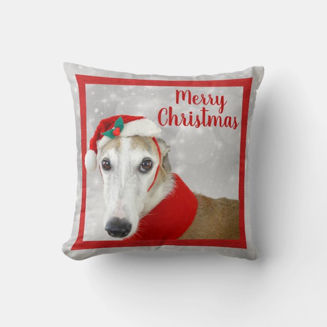 Coussin Joyeux Noël Greyhound (Recto)