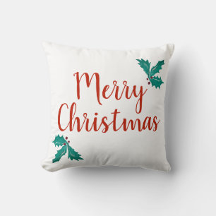 Coussin Joyeux Noël Holly Ivy Red White Holiday