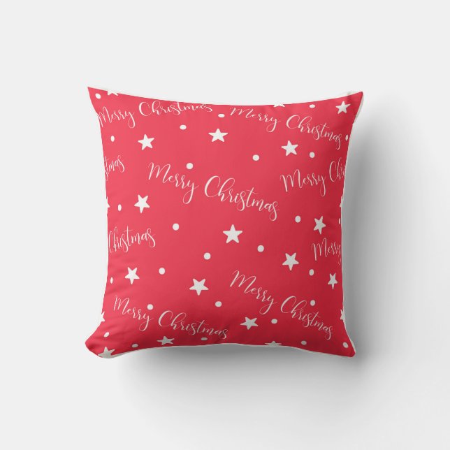 Coussin Joyeux Noël imprimé rouge (Recto)