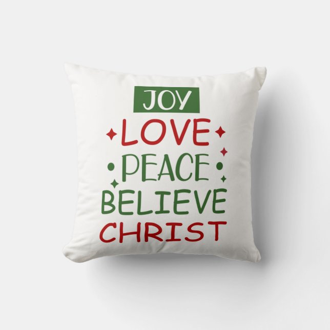 Coussin Joyeux Noël Joyeux Amour Paix Croire (Recto)