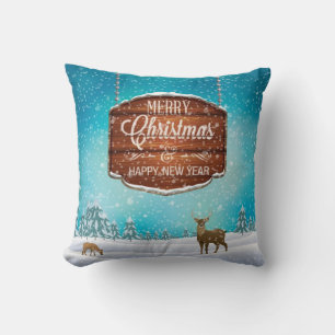 Coussin Joyeux Noël Joyeux Nouvel An Cerf