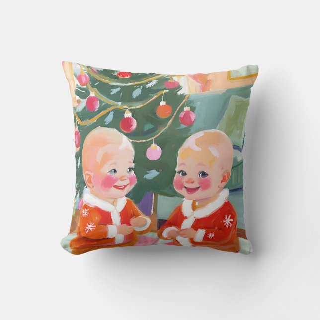 Coussin Joyeux noël jumeaux (Recto)