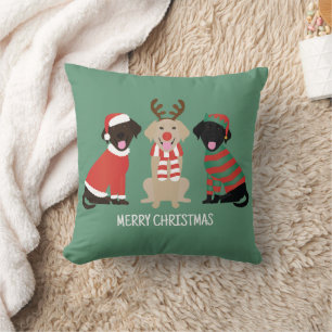 Coussin Joyeux Noël Labrador Retriever Dogs