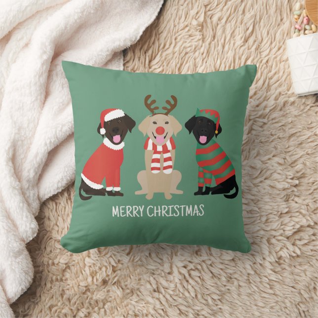 Coussin Joyeux Noël Labrador Retriever Dogs (Couverture)