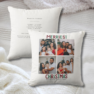 Coussin Joyeux Noël le plus joyeux Famille 4 Photo Moderne