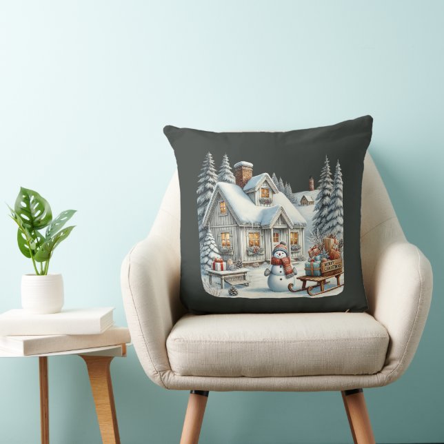 Coussin Joyeux Noël Maison de campagne (Chaise)