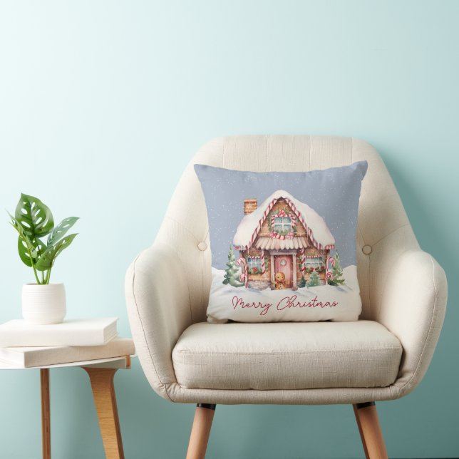 Coussin Joyeux Noël Maison en pain d'épice (Chaise)