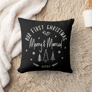Coussin Joyeux Noël mariés et