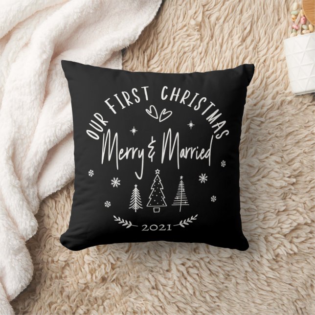 Coussin Joyeux Noël mariés et  (Couverture)