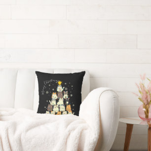 Coussin Joyeux Noël Meowy Noël Arbre à Chat