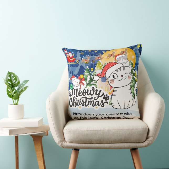 Coussin Joyeux Noël Miaou (Chaise)