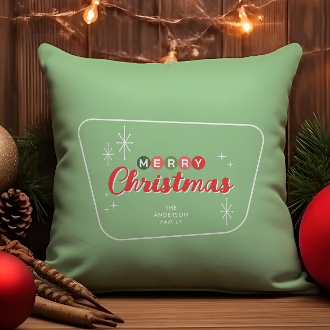 Coussin Joyeux Noël moderne rétro du milieu du siècle (Créateur téléchargé)